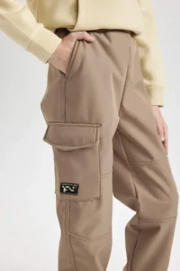 DeFacto Boy's Elastic Waist and Leg Cargo Pocket Plush Fleece Lined Jogger Pants - Image 5