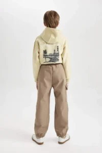 DeFacto Boy's Elastic Waist and Leg Cargo Pocket Plush Fleece Lined Jogger Pants - Image 6