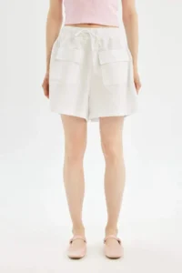DeFacto Cool Relax Fit Normal Waist Short Leg Linen Blend Shorts - Image 4