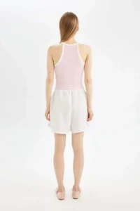 DeFacto Cool Relax Fit Normal Waist Short Leg Linen Blend Shorts - Image 6