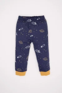 DeFacto Baby Boy Pajamas Set Star Patterned Combed Cotton Long Sleeve Top with Elastic Waist Long Bottom - Image 2