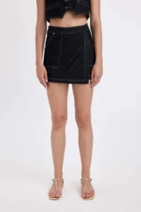 DeFacto High Waist Zipper Pocket Jean Shorts Skirt - Image 6
