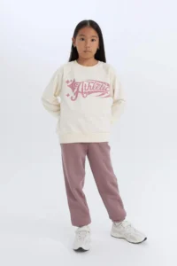 DeFacto Girl's Standard Fit Elastic Waist Pocket Jogger Sweatpants