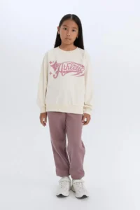 DeFacto Girl's Standard Fit Elastic Waist Pocket Jogger Sweatpants - Image 2