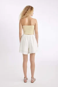 DeFacto Regular Fit Normal Waist Short Leg Linen Blend Black Shorts - Image 6