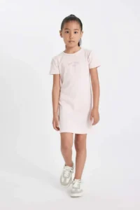 DeFacto Printed Ribbed Camisole Short Sleeve Summer Dress Girls - Image 2