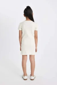 DeFacto Girl's Printed Ribbed Camisole Short Sleeve Summer Dress - Image 4