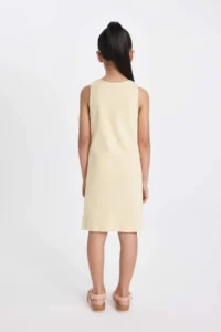 DeFacto Girl's Printed Ribbed Camisole Sleeveless Summer Dress - Image 4