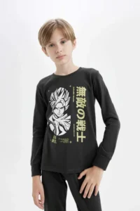 DeFacto Boy's Pajama Set Printed Long Sleeve Top Long Bottom - Image 2