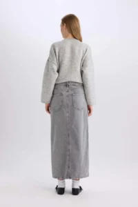 DeFacto Fashion Fit Slit Pocket Long Jean Skirt - Image 7