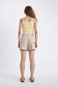 DeFacto Regular Fit Normal Waist Cargo Pocket Gabardine Shorts Skirt - Image 6
