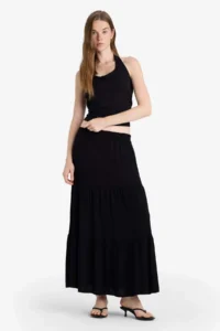 DeFacto High Waist Crinkle Viscose Maxi Skirt - Image 2