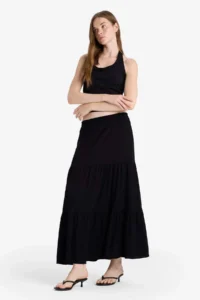 DeFacto High Waist Crinkle Viscose Maxi Skirt - Image 3