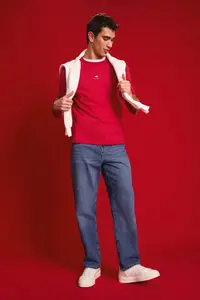 DeFacto 100% Cotton Crew Neck Heart Printed Short Sleeve T-Shirt - Image 2