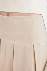 DeFacto Pleated Normal Waist Basic Plain Gabardine Mini Skirt - Image 6