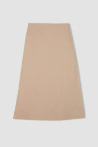 DeFacto A-Cut Elastic Waist Basic Straight Normal Waist Maxi Skirt - Image 7