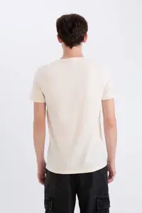 DeFacto 100% Cotton Slim Fit Slim Fit Crew Neck Printed Short Sleeve T-Shirt - Image 5