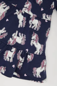DeFacto Unicorn Printed Long Sleeve Sweat Dress for Baby Girl - Image 3