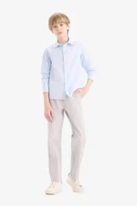 DeFacto Straight Leg Basic Straight Gabardine Trousers Boy - Image 3