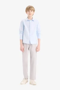 DeFacto Straight Leg Basic Straight Gabardine Trousers Boy - Image 4