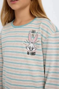 DeFacto Girl's Pajama Set Looney Tunes Long Sleeve Top Long Bottom - Image 4