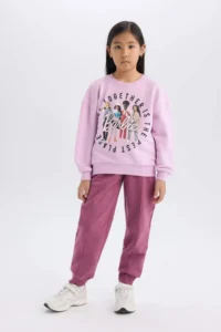 DeFacto Girl's Basic Plain Jogger Sweatpants with Elastic Waist Cuff - Image 2