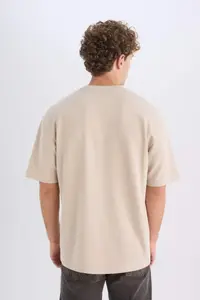 DeFacto 100% Cotton Boxy Fit Crew Neck Basic Plain Short Sleeve T-Shirt - Image 6