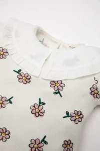 DeFacto Baby Girl Large Collar Floral Ribbed Camisole Long Sleeve T-Shirt - Image 2