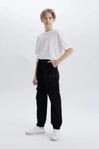 DeFacto Cargo Jogger Standard Leg Gabardine Trousers Boy - Image 4
