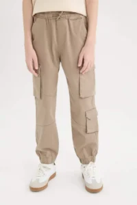 DeFacto Standard Leg Gabardine Jogger Trousers with Cargo Pocket for Boys - Image 4