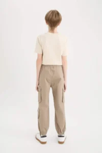 DeFacto Standard Leg Gabardine Jogger Trousers with Cargo Pocket for Boys - Image 6