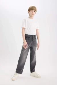 DeFacto Loose Fit Straight Leg Basic Straight Jean Trousers Boy - Image 2