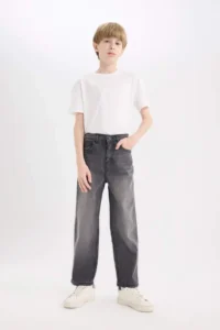 DeFacto Loose Fit Straight Leg Basic Straight Jean Trousers Boy - Image 3