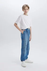 DeFacto Parachute Blue Boy Jean Trousers D6648A8/NM28 - Image 2