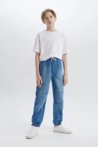 DeFacto Parachute Blue Boy Jean Trousers D6648A8/NM28 - Image 3