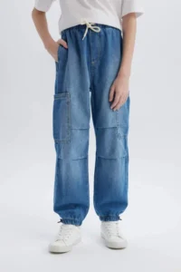 DeFacto Parachute Blue Boy Jean Trousers D6648A8/NM28 - Image 4