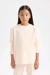 DeFacto Girl's Pajama Set Printed Long Sleeve Top with Elastic Waist Long Bottom - Image 3