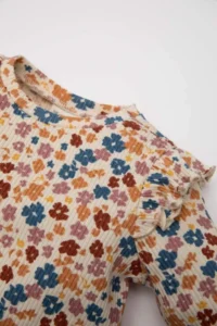 DeFacto Baby Girl Crew Neck Floral Ribbed Camisole Long Sleeve T-Shirt (24 WN) - Image 2