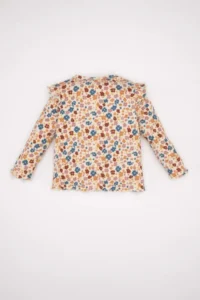 DeFacto Baby Girl Crew Neck Floral Ribbed Camisole Long Sleeve T-Shirt (24 WN) - Image 4