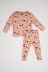 DeFacto Baby Girl Rainbow Printed Long Sleeve Ribbed Camisole 2-Piece Pajama Set D6801a5ns - Image 4