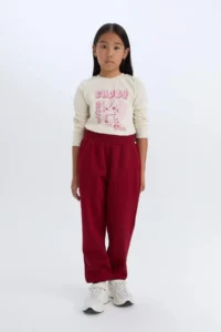 DeFacto Basic Plain Jogger Sweatpants with Pockets and Elastic Waistband Girls