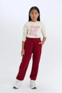 DeFacto Basic Plain Jogger Sweatpants with Pockets and Elastic Waistband Girls - Image 2