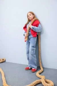 DeFacto Wide Leg Cargo Wide Leg Cotton Jean Trousers for Girls
