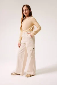 DeFacto Girl's Wide Leg Cargo Wide Leg Jean Trousers