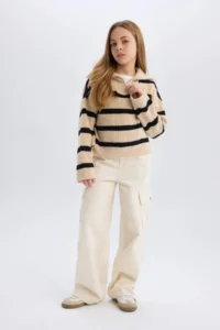 DeFacto Girl's Wide Leg Cargo Wide Leg Jean Trousers - Image 2