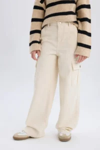 DeFacto Girl's Wide Leg Cargo Wide Leg Jean Trousers - Image 5