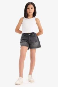 DeFacto Ripped Detailed Cotton Jean Shorts Girl - Image 4