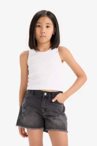 DeFacto Ripped Detailed Cotton Jean Shorts Girl - Image 5