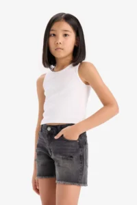 DeFacto Ripped Detailed Cotton Jean Shorts Girl - Image 6