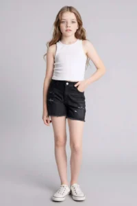 DeFacto Ripped Detailed Cotton Shorts Girls' - Image 2